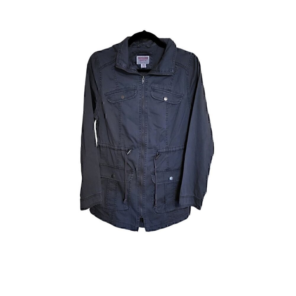 Mossimo Supply Co. Utility Jacket with Hood Blue Grey Women's Size Medium